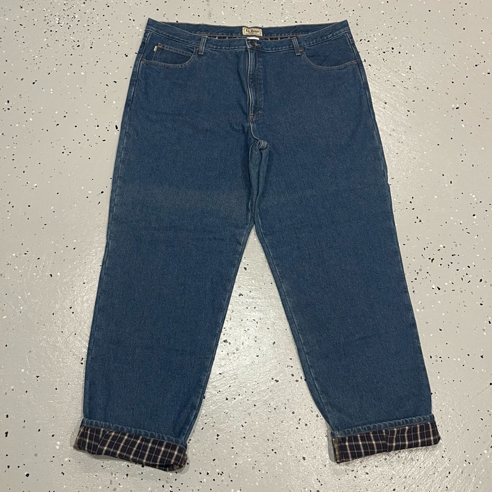 Vintage L.L. Bean Flannel Lined Relaxed Fit Jeans Mens 46 x 34